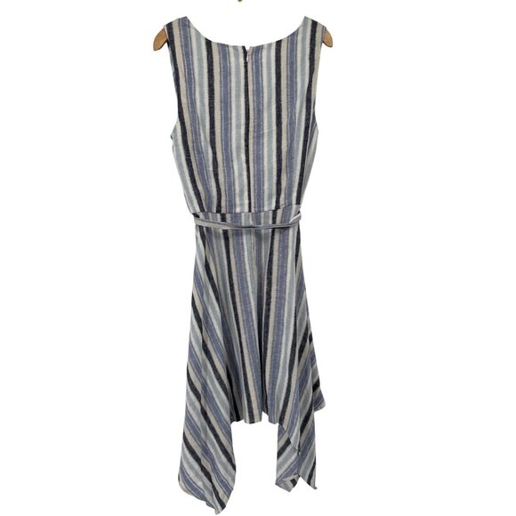 Sharagano Womens dress linen Striped Sleeveless Handkerchief Hem  Size 14 - Picture 5 of 5